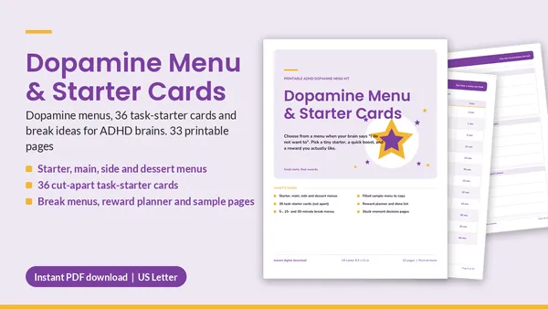 Cover of ADHD Dopamine Menu & Task Starter Cards