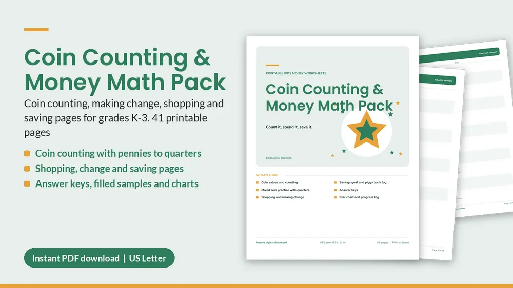Cover of Coin Counting & Money Math Pack
