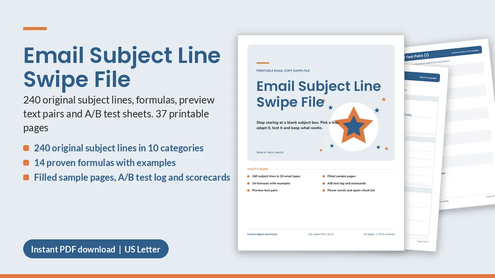 Cover of Email Subject Line Swipe File