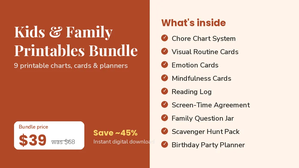 Cover of Kids & Family Printables Bundle