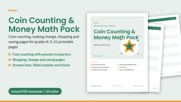 Cover of Coin Counting & Money Math Pack