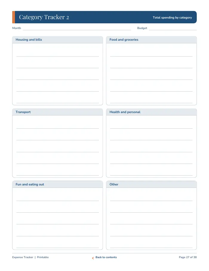 Inside page 3 of Expense Tracker