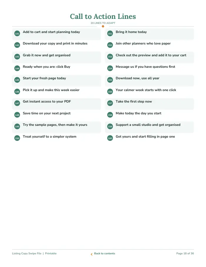 Inside page 2 of Listing Copy Swipe File