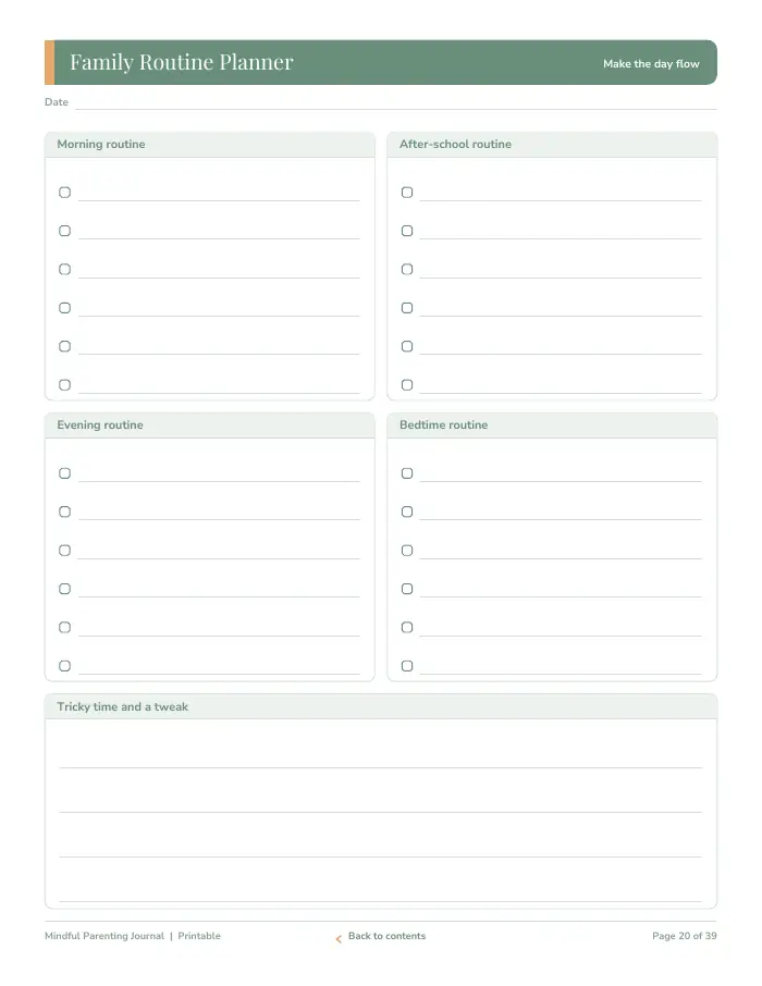 Inside page 2 of Mindful Parenting Journal