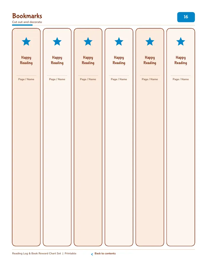 Inside page 2 of Reading Log & Book Reward Chart Set
