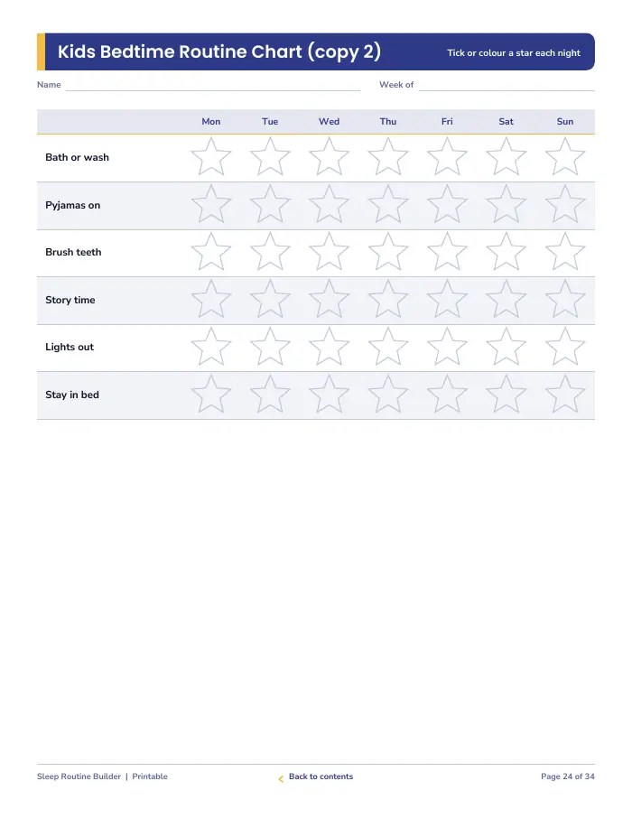 Inside page 3 of Sleep Routine Builder & Sleep Log