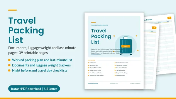 Cover of Travel Packing List